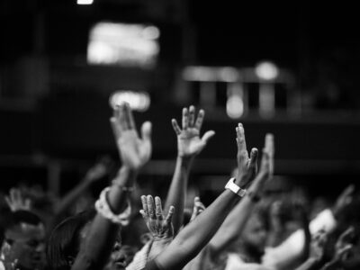 Hands_raised_BW