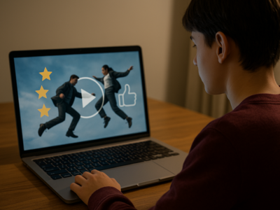 Teen watching a movie that portrays substance use, emphasizing media influence on youth perceptions.